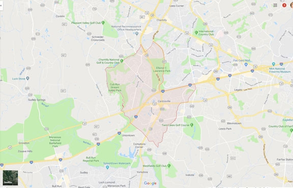 Map of Centreville Virginia VA