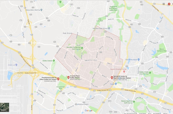 Herndon, VA for sale by owner map of geographic area
