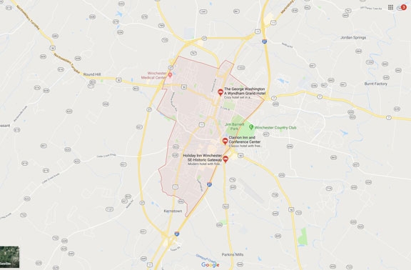 Map of Winchester Virginia VA